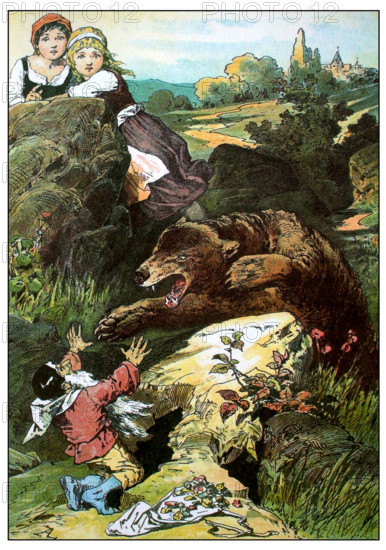 Illustration for "Snow-White and Rose-Red" by Brothers Grimm, c1899. Creator: Zick, Alexander (1845-1907).