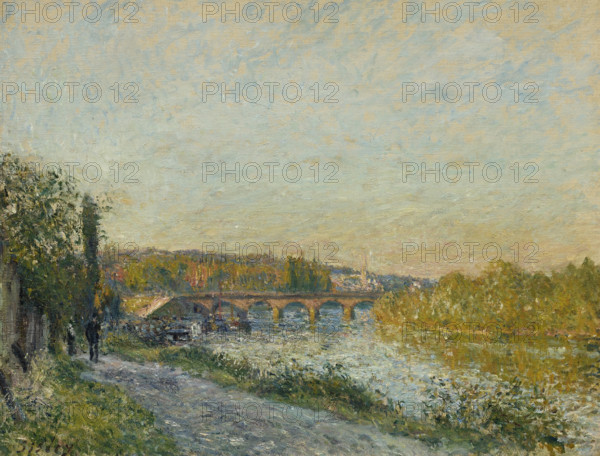 The Pont de Sèvres at the end of the day, with the church of Saint-Cloud in the background, c1878. Creator: Sisley, Alfred (1839-1899).