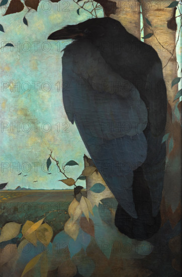 Crow on Birch Tree, 1913. Creator: Mankes, Jan (1889-1920).