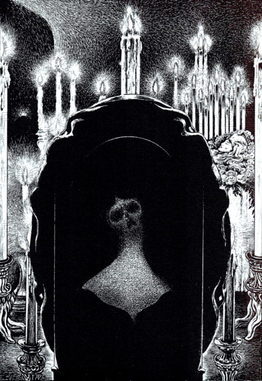Illustration for the story "Life in Death (The Oval Portrait)" by Edgar Allan Poe, 1905. Creator: Martini, Alberto (1876-1954).