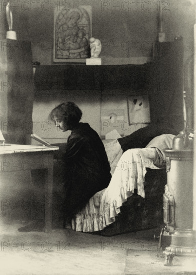 Marthe Donas (1885-1967) at Montparnasse, rue du Départ, 1919. Creator: Anonymous.