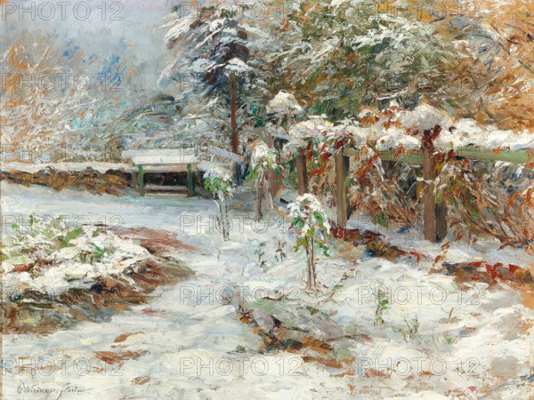 October snow, motiv from the garden of castle Hartenstein, 1926. Creator: Wisinger-Florian, Olga (1844-1926).