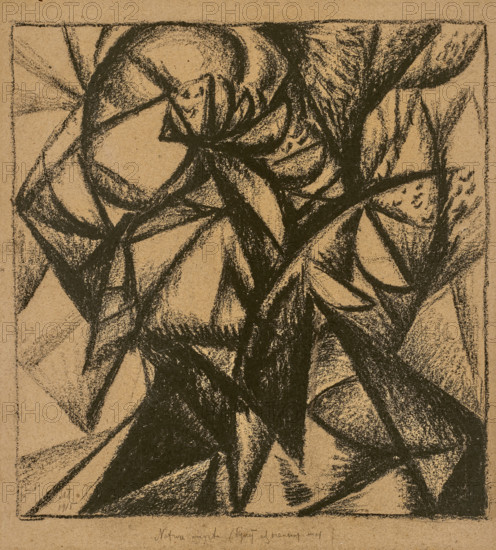 Still life - Bouquet with Autumn Leaves, 1915. Creator: Bogomazov, Alexander Konstantinovich (1880-1930).