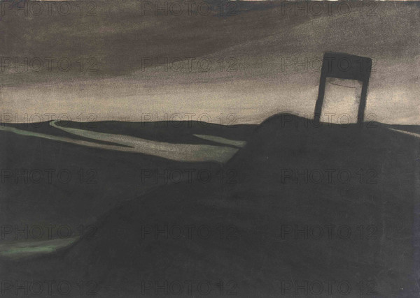 Paysage nocturne, poteau de signalisation, c1907. Creator: Spilliaert, Léon (1881-1946).