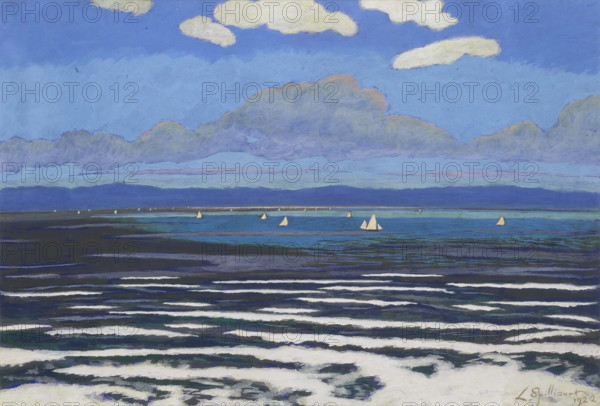Seascape with White Sails, 1922. Creator: Spilliaert, Léon (1881-1946).