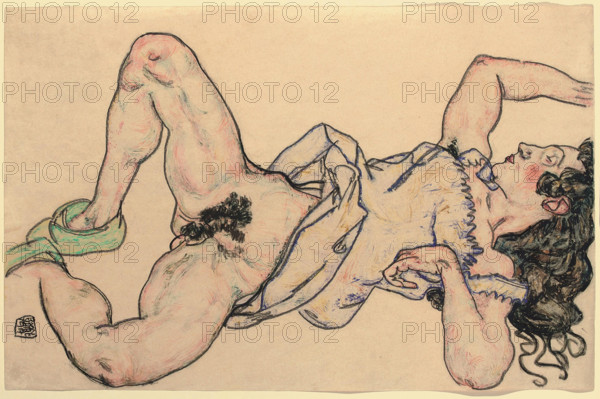 Reclining woman with green shoes , 1917. Creator: Schiele, Egon (1890-1918).