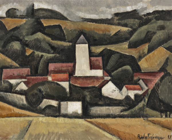 Landscape with a bell tower, 1911. Creator: La Fresnaye, Roger de (1885-1925).