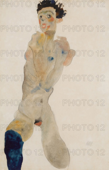 Standing Male with Crossed Arms (Self-portrait), 1912. Creator: Schiele, Egon (1890-1918).