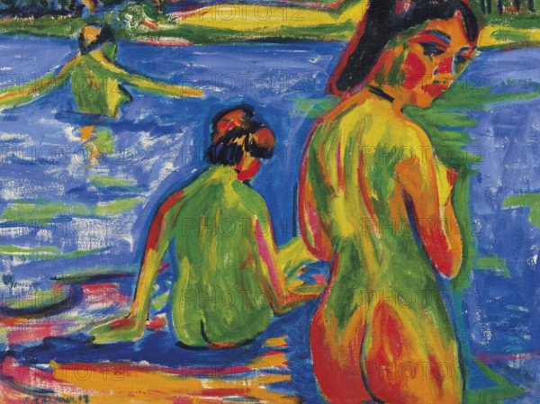 Girls bathing in the lake, Moritzburg, 1909. Creator: Kirchner, Ernst Ludwig (1880-1938).