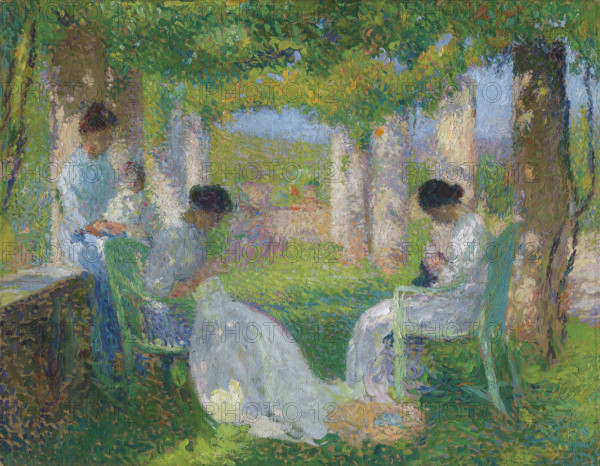 Sewing under the large pergola. Creator: Martin, Henri (1860-1943).