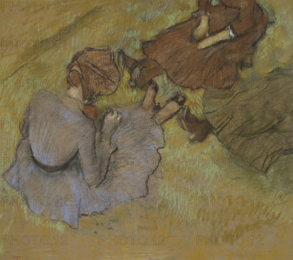 Femmes assises sur l'herbe (Women sitting on the grass), c1882. Creator: Degas, Edgar (1834-1917).
