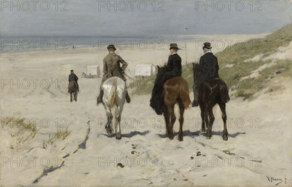 Morning Ride along the Beach, 1876. Creator: Mauve, Anton (1838-1888).