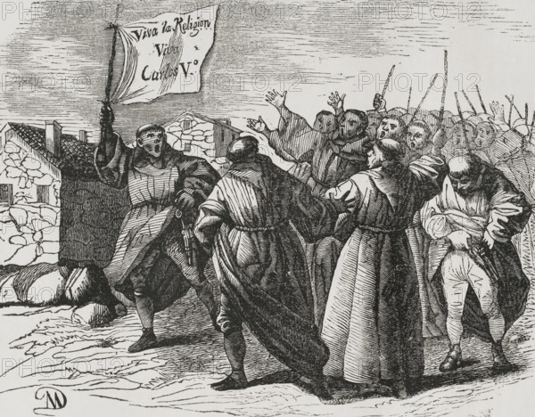 Monastic uprising, First Carlist War (1833-1840), Madrid, Spain, 1842.  Creator: Jose Gomez.