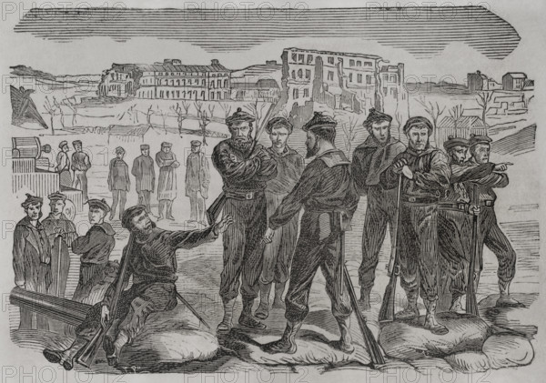 Franco-Prussian War (1870-1871): Sailors refusing to leave the fort of Montrouge, Paris, 1871. Creator: Unknown.
