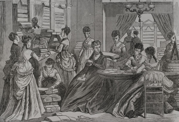 Franco-Prussian War (1870-1871): Stuttgart ladies' committee collecting goods for the war..., 1871. Creator: Unknown.