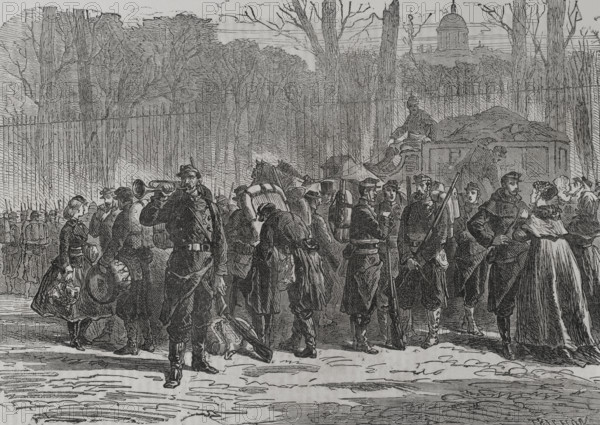 Franco-German War (1870-1871): Departure of the 10th regiment of the National Guard...France, 1871. Creator: Auguste Trichon.