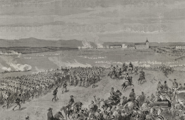 Military drill at Dehesa de los Carabancheles, Madrid, Spain, 3 November 1878. Creators: Ricardo Balaca, Eugenio Vela.