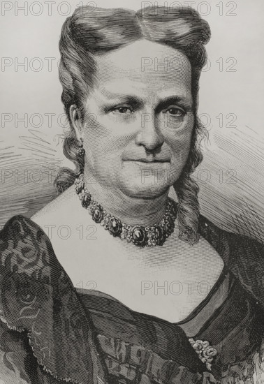 María Cristina de Borbón of the Two Sicilies (1806-1878), Queen consort of Spain, 1878. Creators: Félix Badillo, Arturo Carretero y Sánchez.