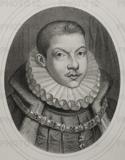 Philip III (1578-1621), King of Spain (1598-1621) and also, as Philip II, King of Portugal..., 1879. Creators: Alphonse Charles Masson, Magin Pujadas.