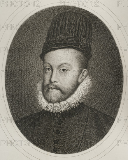 Portrait of Philip II (1527-1598), King of Spain (1556-1598), 1879.  Creator: Alphonse Charles Masson.