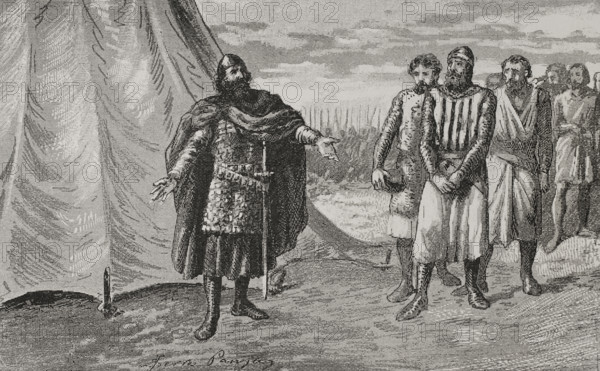 Count Berenguer Ramón II before El Cid, 1890. Creator: Joan Serra y Pausas.