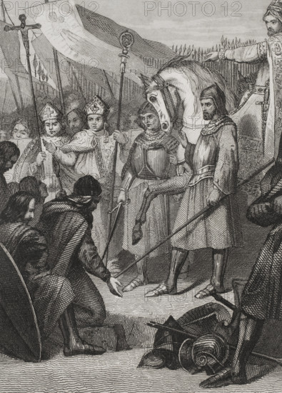 Portrait of Mauregatus of Asturias, the Usurper (?-788), King of Asturias from 783 to 788, 1853. Creators: Unknown, Antonio Roca Sallent.