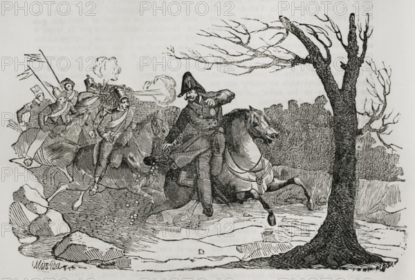 Balmaseda's flight, First Carlist War (1833-1840), 1842.  Creator: Manuel Miranda.