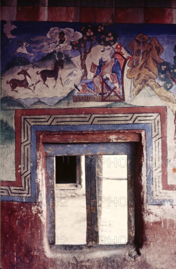 Painted window, Ladakh, India, 1988. Creator: Amanda Waite.