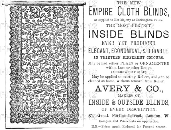 The new Empire Cloth Blinds, 1883. Creator: Unknown.
