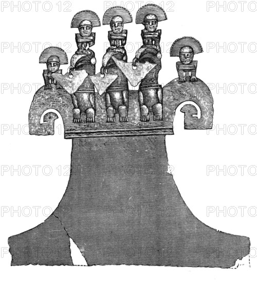 Gold ornaments from the graves of the Incas of Peru - altar-shrine of gold..., 1883. Creator: Unknown.