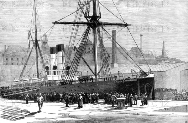 The French transatlantic steam-ship Saint Germain,...after the collision at sea, 1883. Creator: Unknown.