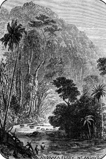 Sketches in Madagascar: Andraka Ferry Mt. Angavo, 1883. Creator: Unknown.