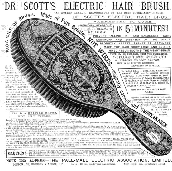 Dr. Scott's Electric Hair Brush, 1883. Creator: Unknown.