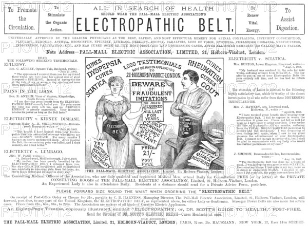 Electropathic Belt, 1883. Creator: Unknown.