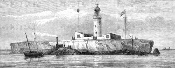 New lighthouse on the Brothers Rocks, Red Sea, 1883. Creator: Unknown.