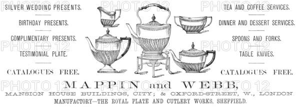 Advertisement for Mappin and Webb, 1883. Creator: Unknown.