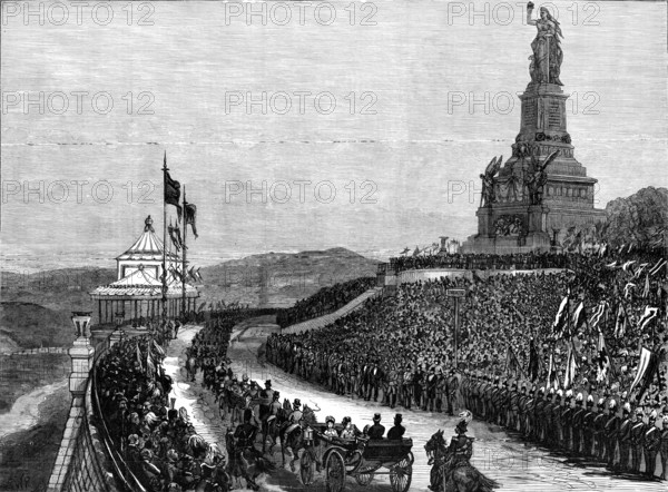 Unveiling the German National Monument at Rüdesheim, opposite Bingen on the Rhine, 1883. Creator: Unknown.