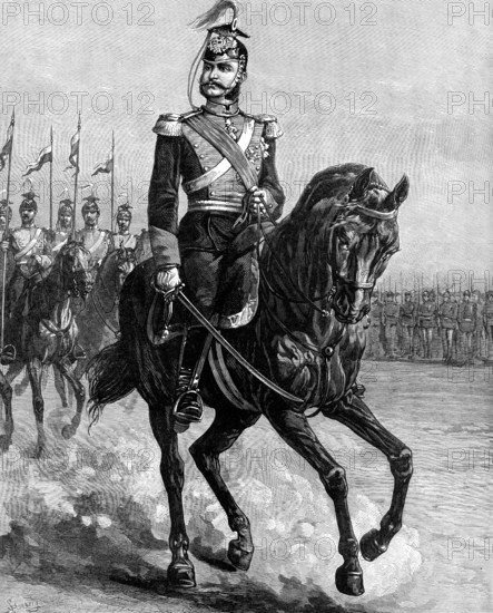 Alfonso XII., King of Spain, in the uniform of the 15th Schleswig-Holstein Uhlans, 1883. Creator: Unknown.