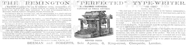 The Remington "Perfected" type-writer, 1883. Creator: Unknown.