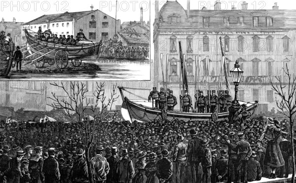 A life-boat in Manchester, 1883. Creator: Unknown.