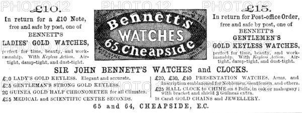Bennett's Watches, 1883. Creator: Unknown.