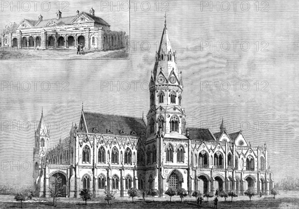 The Government College and Oriental College, Lahore, with the Punjaub University Senate Hall, 1883. Creator: Unknown.
