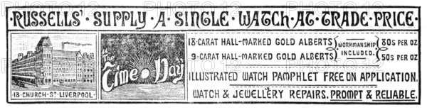 Russells' Watches, 1883. Creator: Unknown.