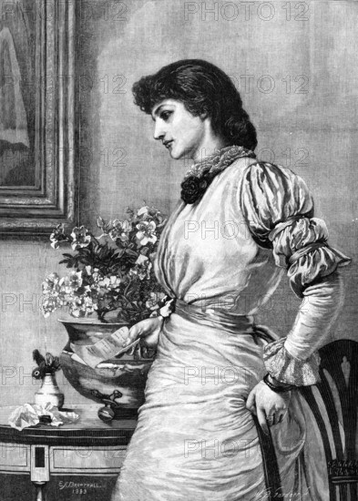 Doubts, from the picture by E. F. Brewtnall, 1883. Creator: William Biscombe Gardner.