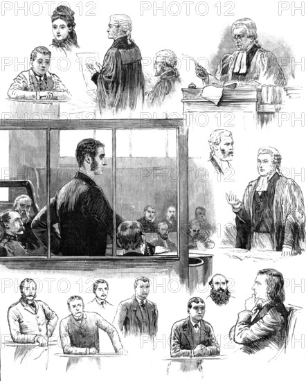 The Trial of Patrick O'Donnell at the Old Bailey for the murder of James Carey, 1883. Creator: Unknown.