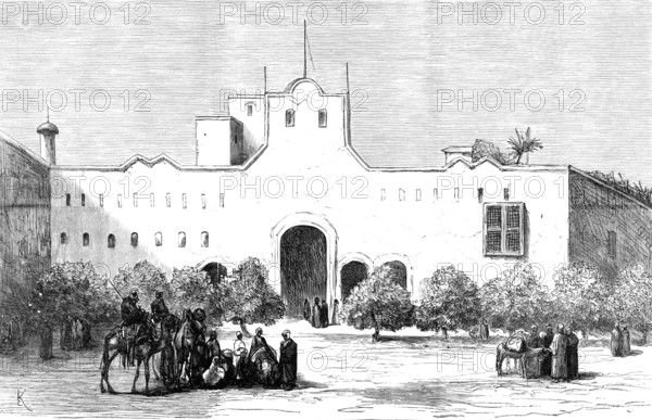 Sketches in the Soudan: Khartoum...Principal Square, with residence of the Mudir..., 1883. Creator: Unknown.