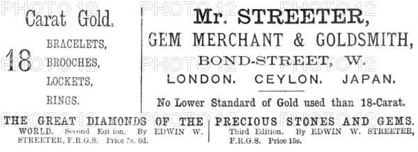 Mr. Streeter, Gem Merchant & Goldsmith, 1883. Creator: Unknown.