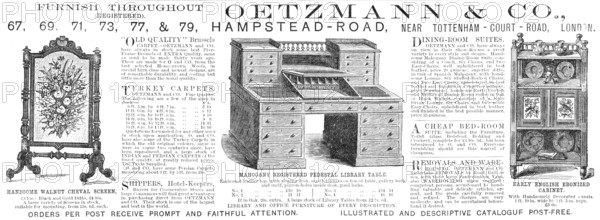 Oetzmann & Co., furniture, 1883.  Creator: Unknown.