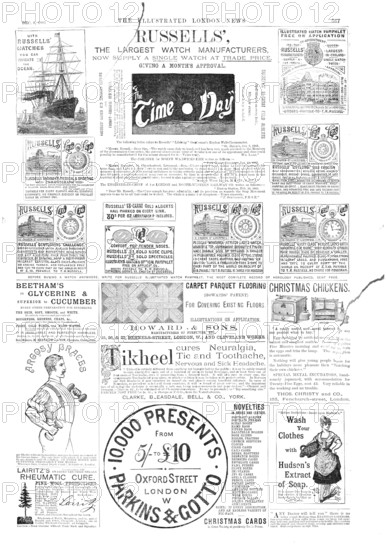 Page of advertisements, 1883. Creator: Unknown.