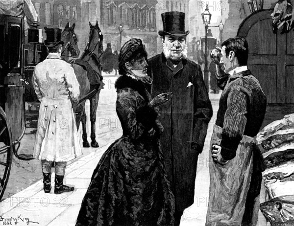 Their Christmas Dinner - Turkey, drawn by G. King, 1883. Creator: Eugène Froment.